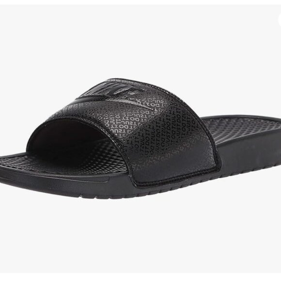 Nike Benassi JDI Men’s Triple Black Logo Sandals Slides Size 10 - Picture 9 of 9